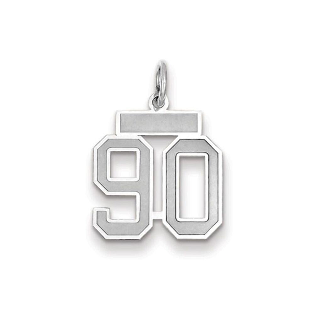 14k White Gold, Jersey Collection, Small Number 90 Pendant
